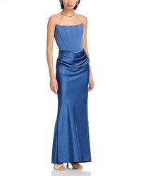 Aqua - Long Scuba Strapless Gown