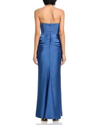 Aqua - Long Scuba Strapless Gown
