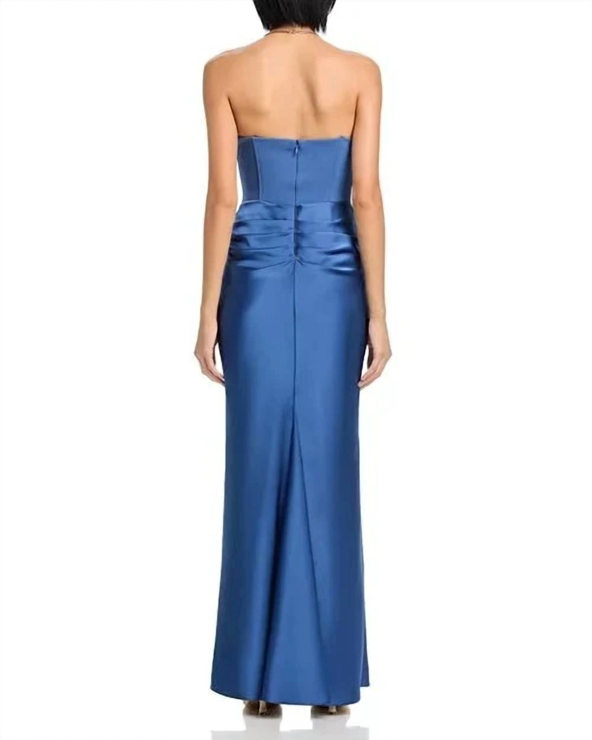 Aqua - Long Scuba Strapless Gown