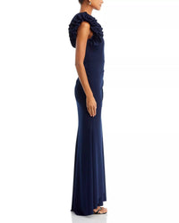 Aqua - One-shoulder Ruffle Gown