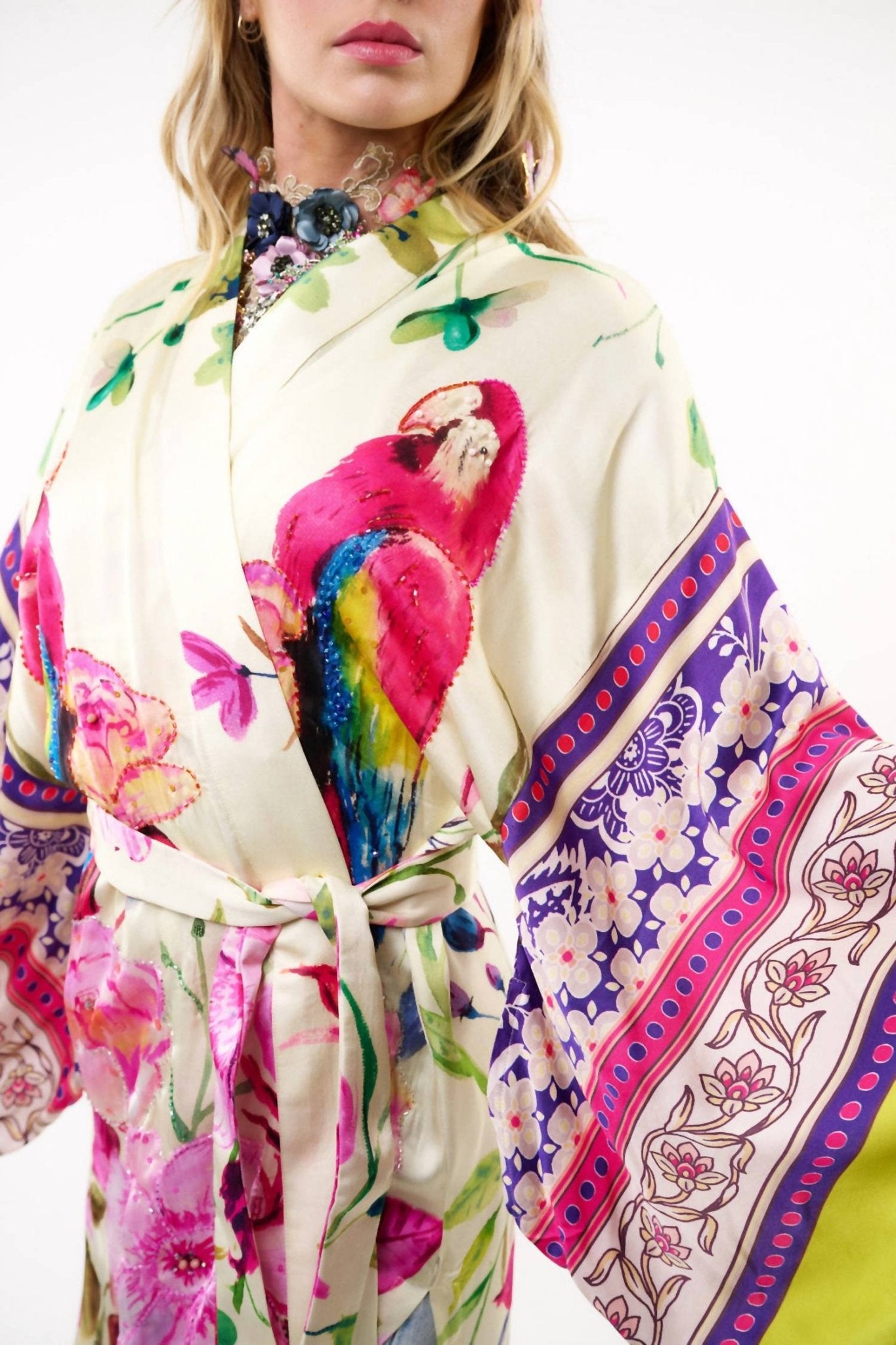 Aratta - Printed Beaded Kimono - clothing - modal - patterned