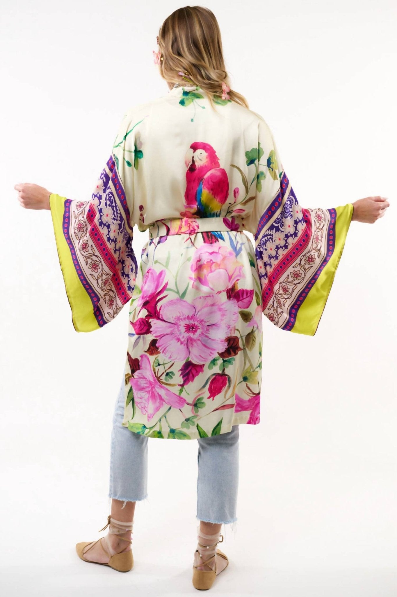 Aratta - Printed Beaded Kimono - clothing - modal - patterned