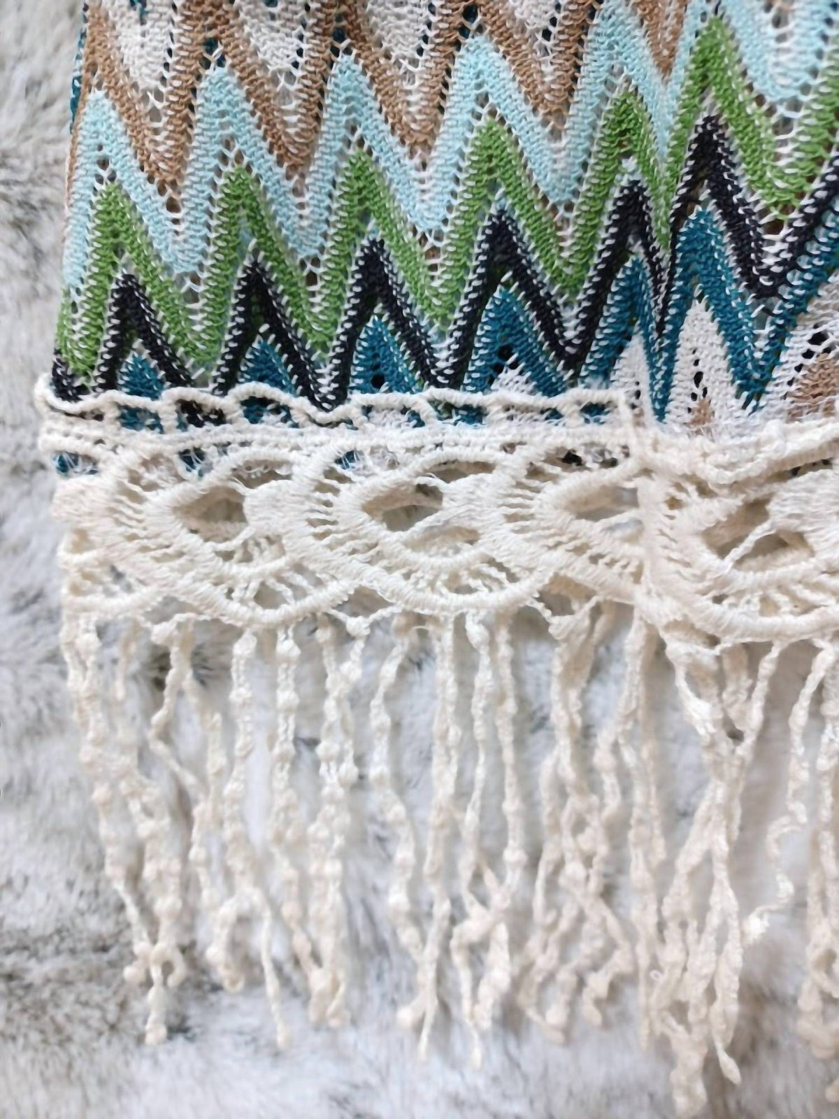 A'Reve - Back Lace Up Fringe Tunic Top