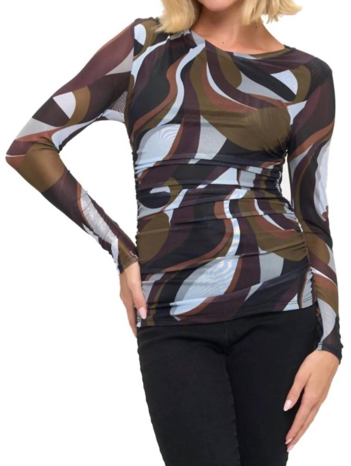 Ariella - Ruched Long Sleeve Top