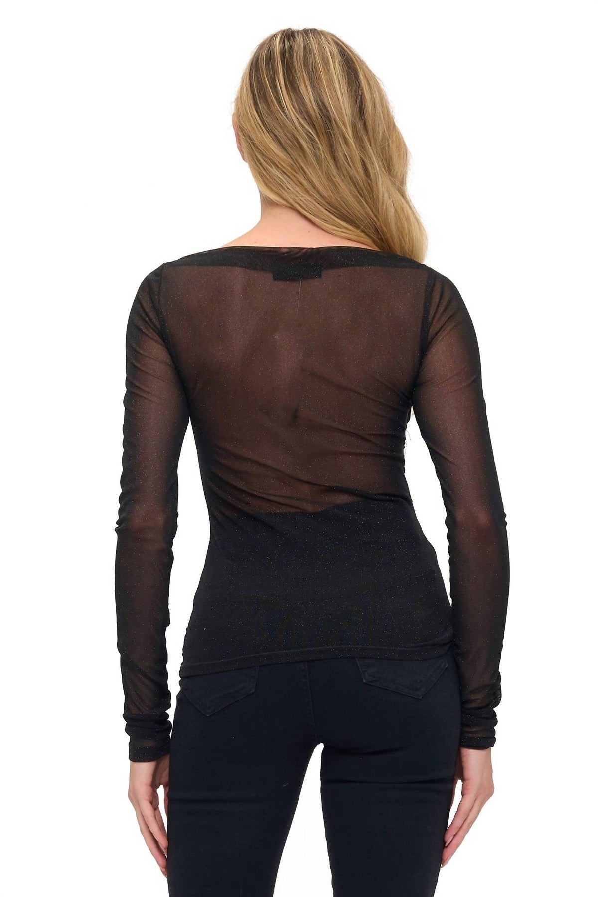 Ariella - Sparkle Mesh Ruched Top