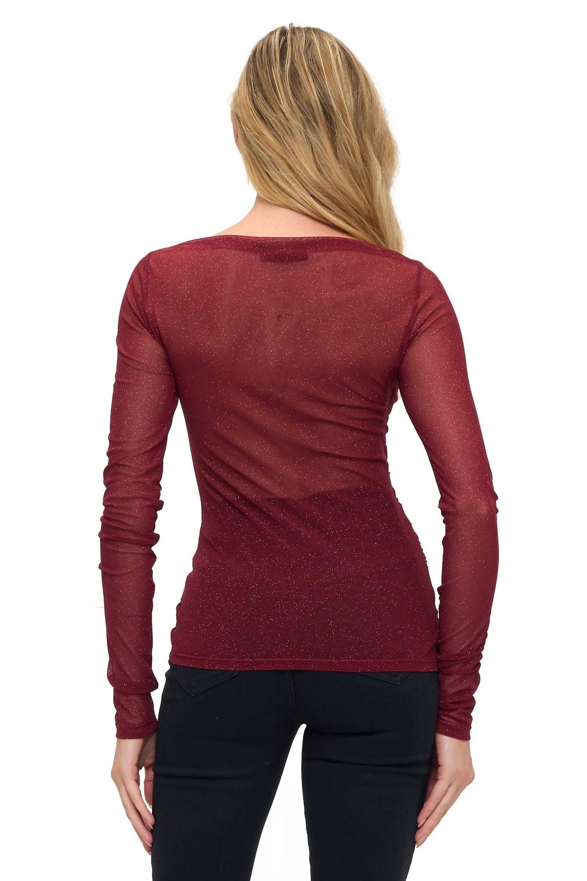 Ariella - Sparkle Mesh Ruched Top