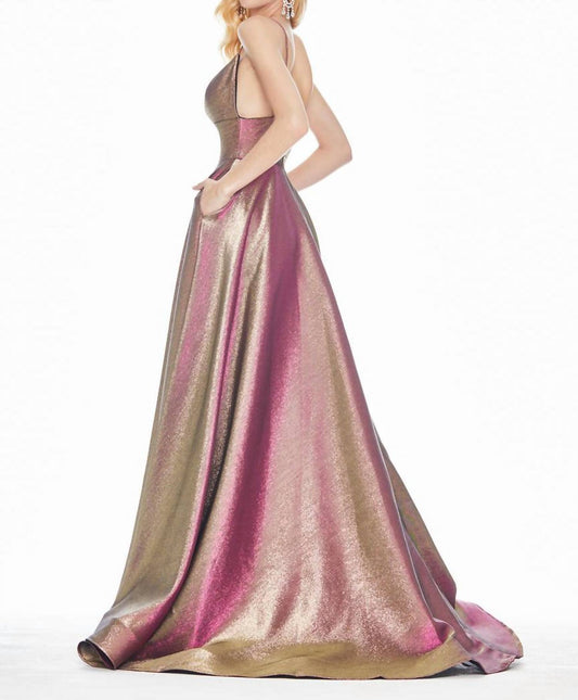 Ashleylauren - Sparkle V - neck Gown - clothing - dresses - pink