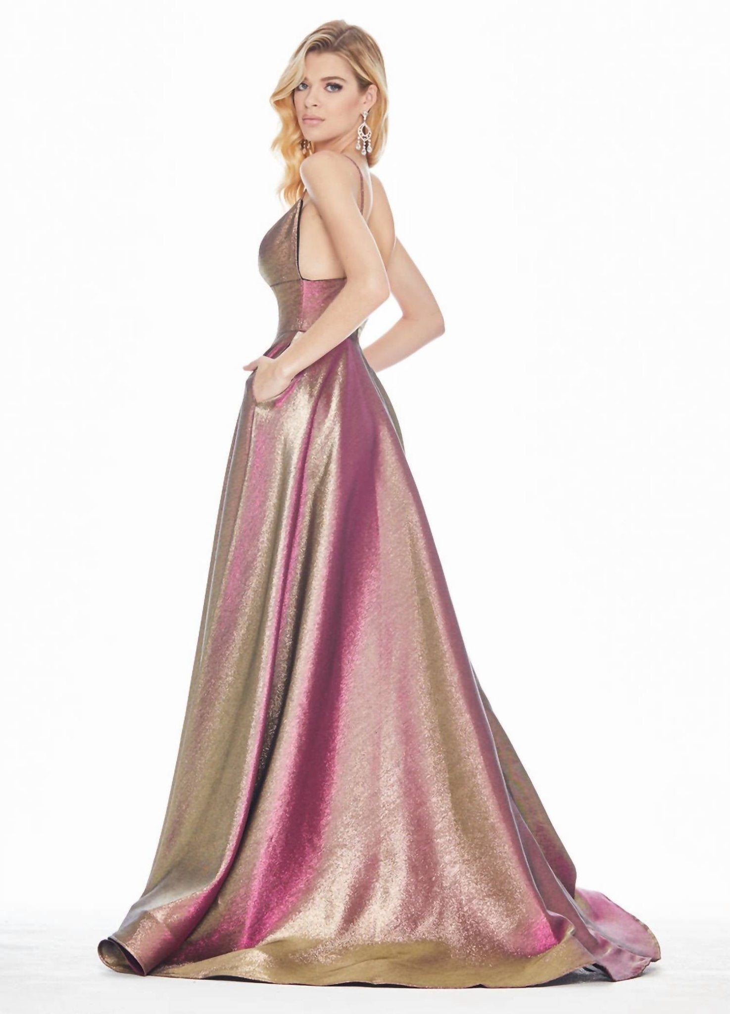 Ashleylauren - Sparkle V - neck Gown - clothing - dresses - pink