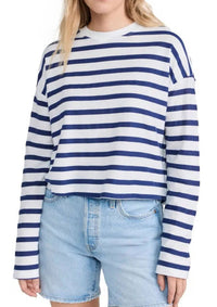 Askk Ny - Cropped Long Sleeve Stripped Tee