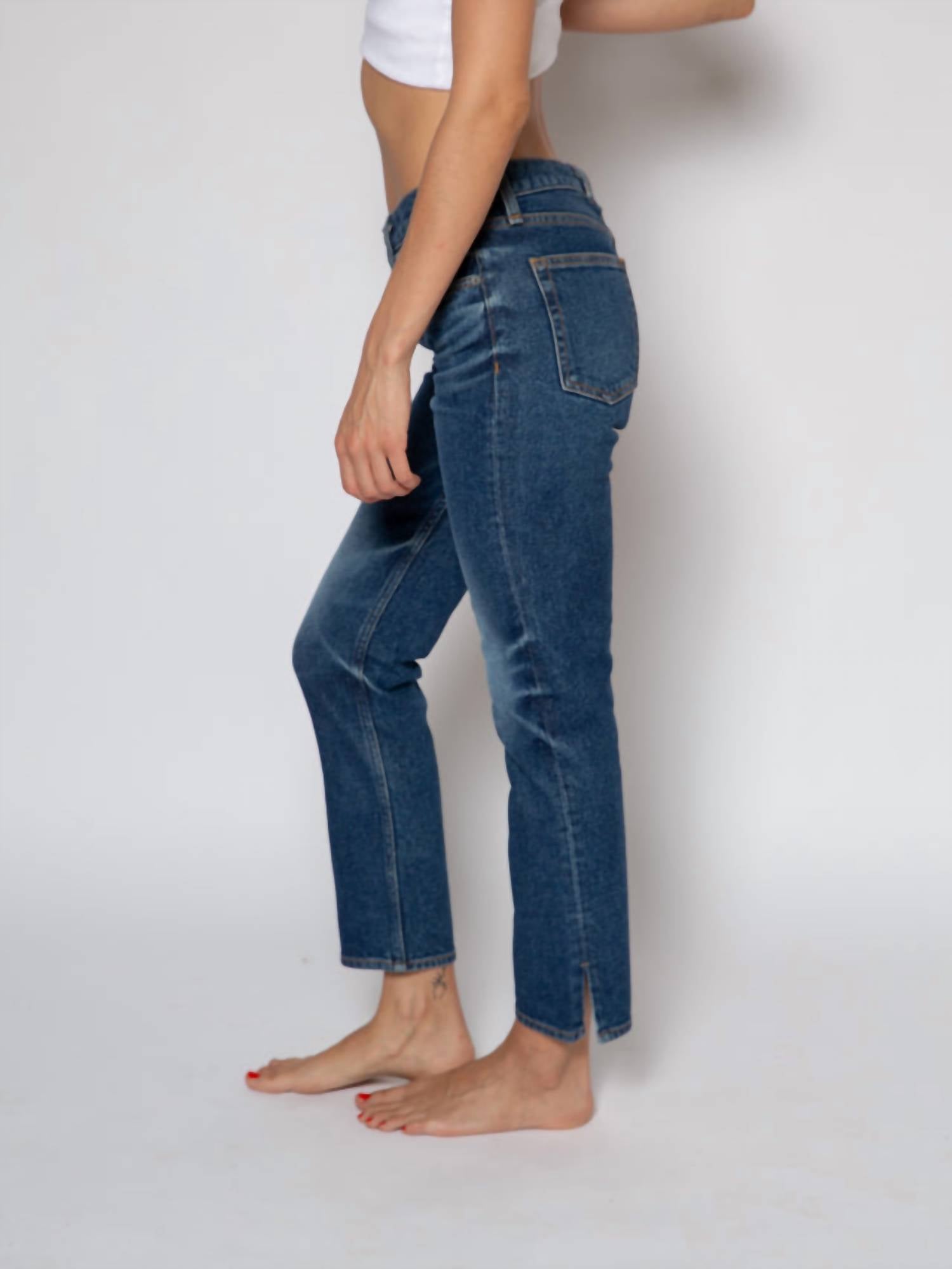 Askk Ny - Mid Rise Straight Jean - blue - clothing - cotton - blend