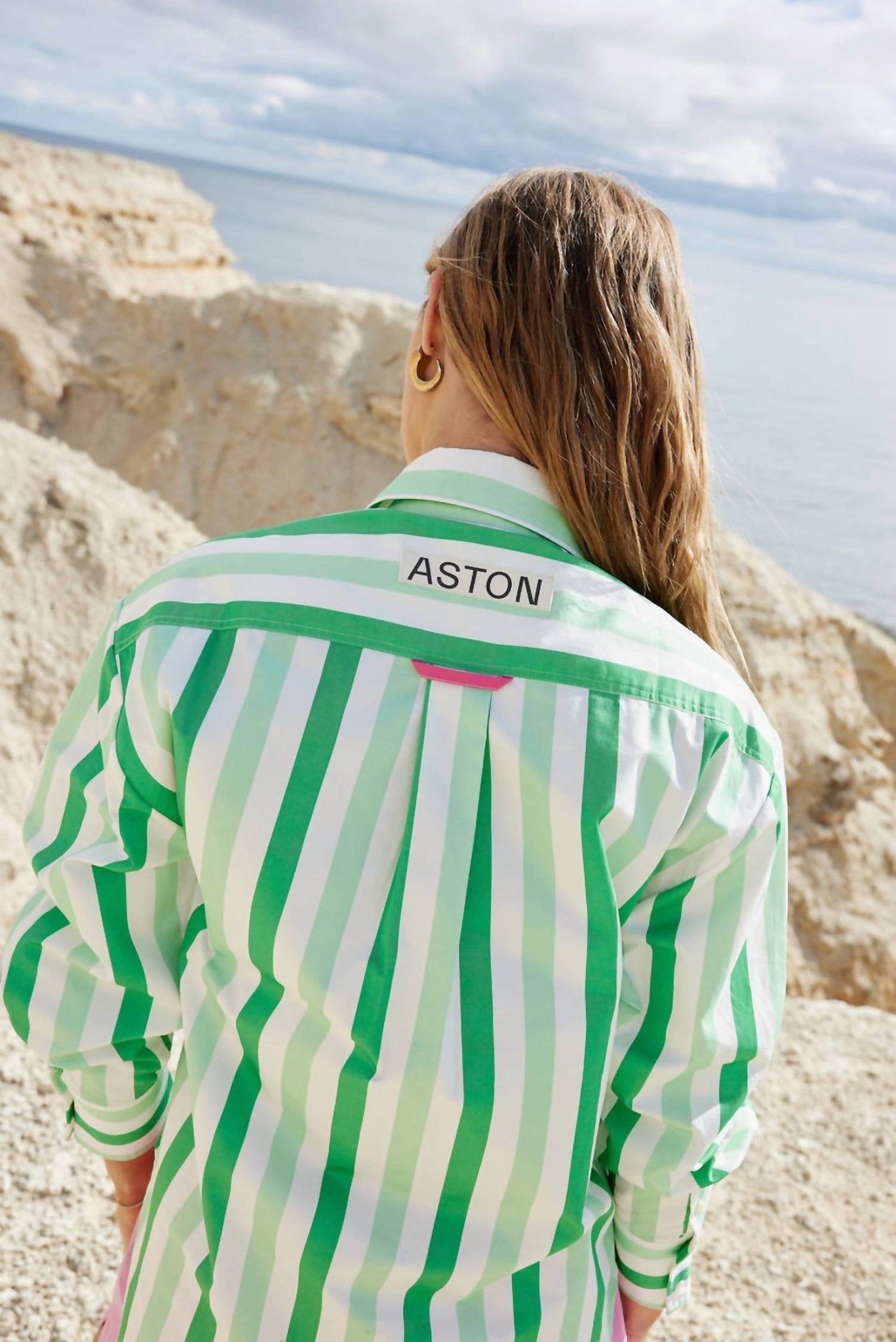 Aston Studio - Buddy Stripe Long Sleeve Shirt - blouses - clothing - cotton