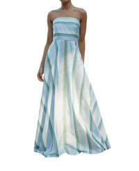 Aston Studio - Hazel A - line Maxi Dress - blue - clothing - cotton