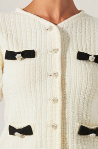 Astr - Averie Contrast Bow Cardigan