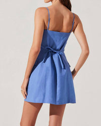 Astr - Azria Button - front Wrap Dress - blue - clothing - dresses