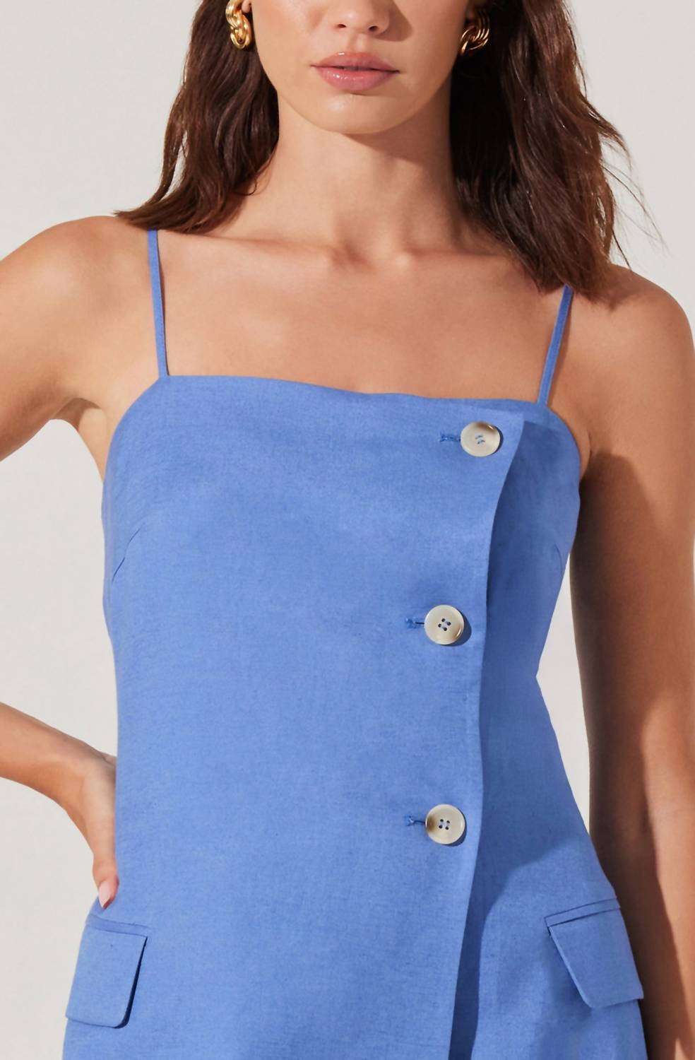 Astr - Azria Button - front Wrap Dress - blue - clothing - dresses