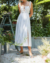 Astr - Bow Front Midi Dress - clothing - cotton - dresses