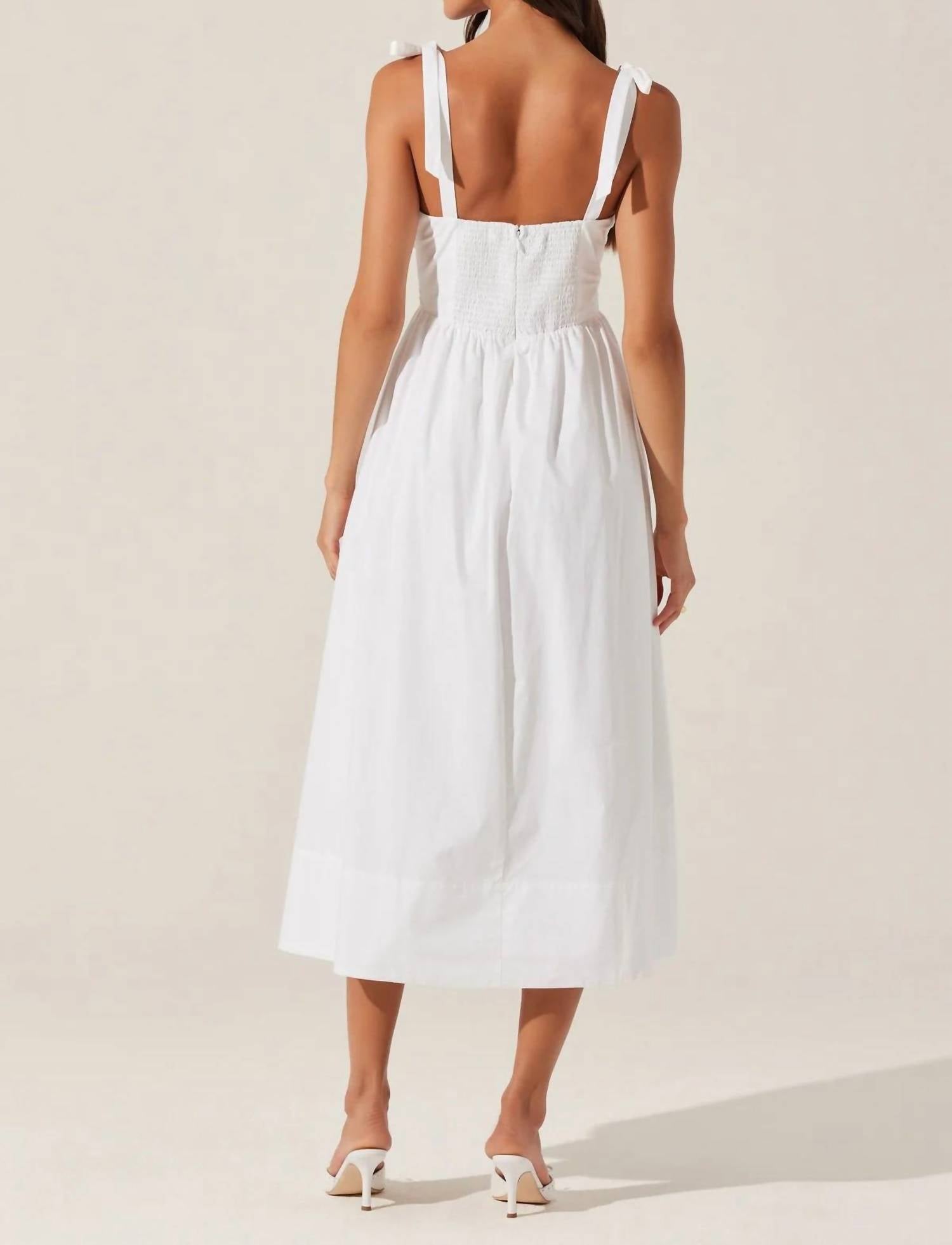 Astr - Bow Front Midi Dress - clothing - cotton - dresses