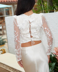 Astr - Bryne Floral Appliqué Top - blouses - clothing - polyester