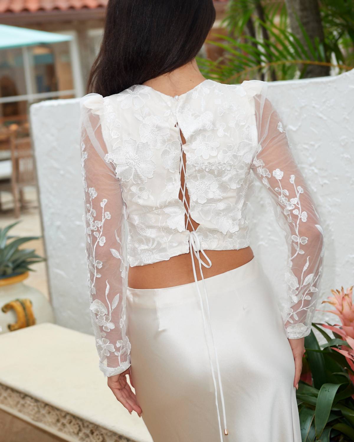 Astr - Bryne Floral Appliqué Top - blouses - clothing - polyester