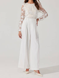 Astr - Bryne Floral Appliqué Top - blouses - clothing - polyester