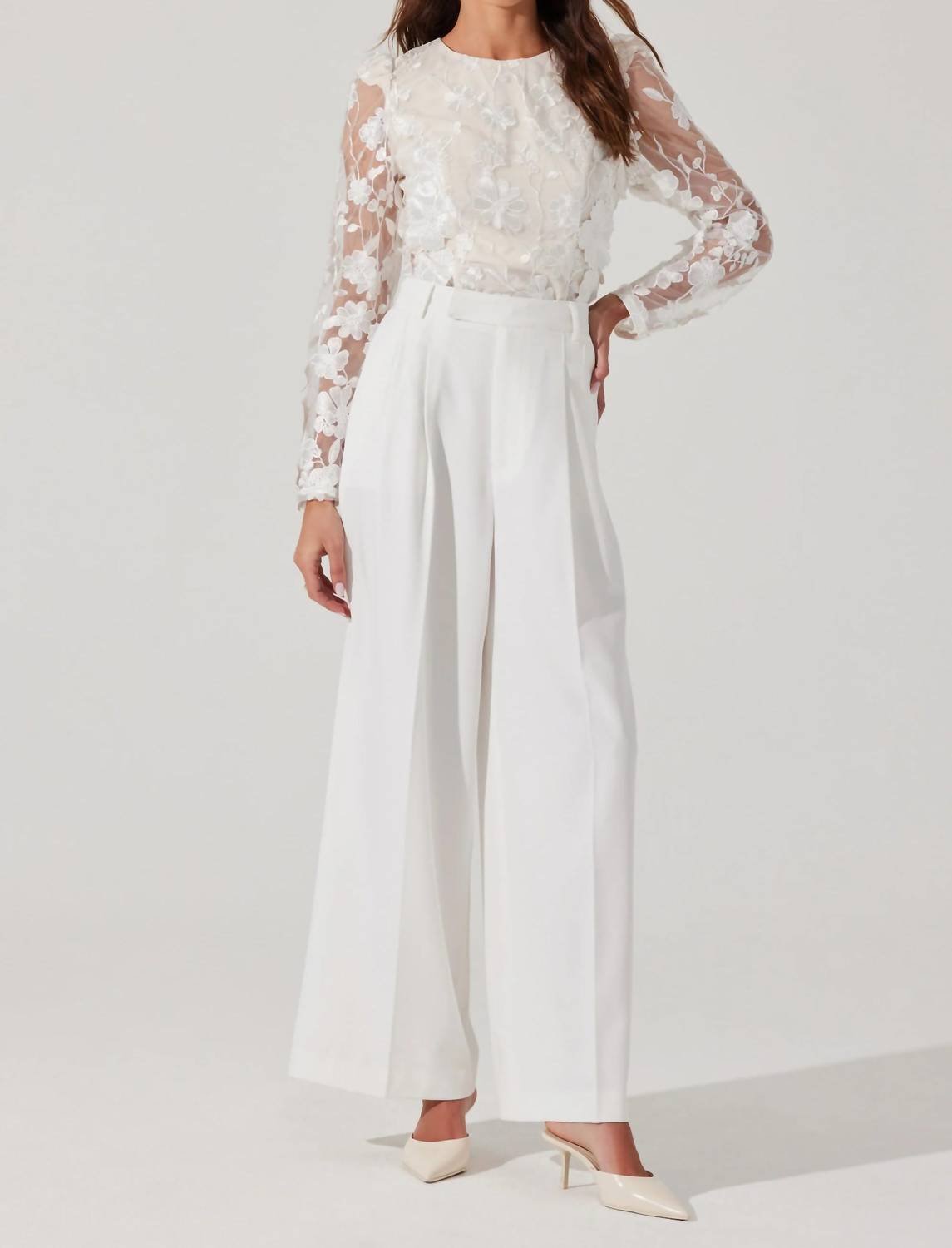 Astr - Bryne Floral Appliqué Top - blouses - clothing - polyester