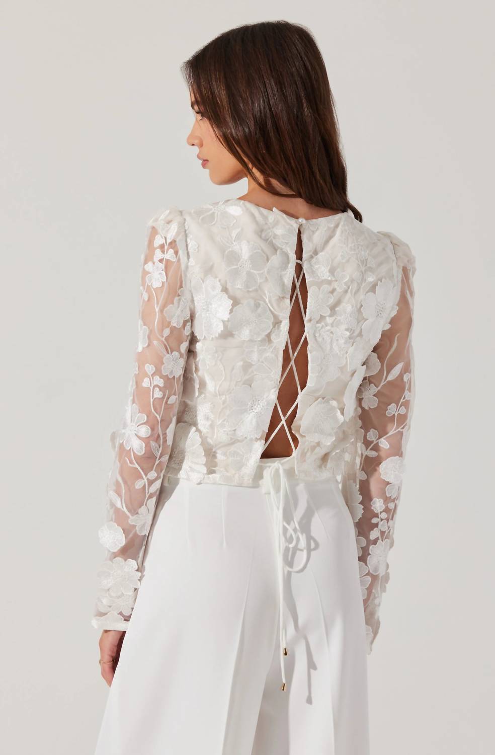 Astr - Bryne Floral Appliqué Top - blouses - clothing - polyester