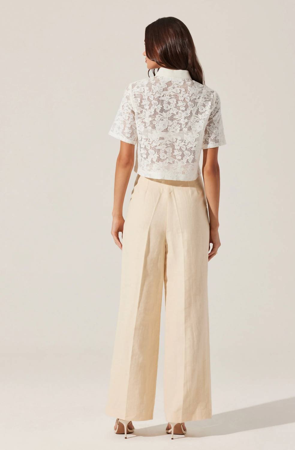 Astr - Bryony Linen Blend Pleated Pants - beige - clothing - cotton - blend