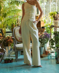 Astr - Bryony Linen Blend Pleated Pants - beige - clothing - cotton - blend
