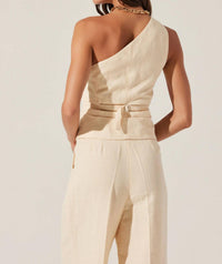 Astr - Bryony One Shoulder Vest - beige - clothing - cotton - blend