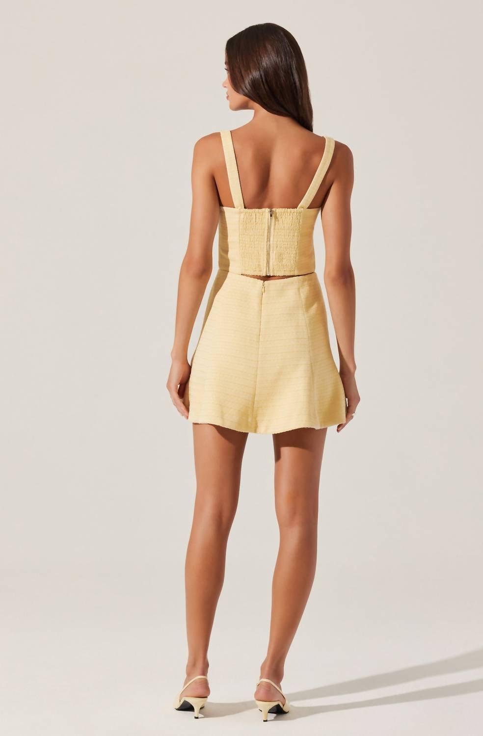 Astr - Kiona Tweed Bow Top - clothing - crop - tops - polyester