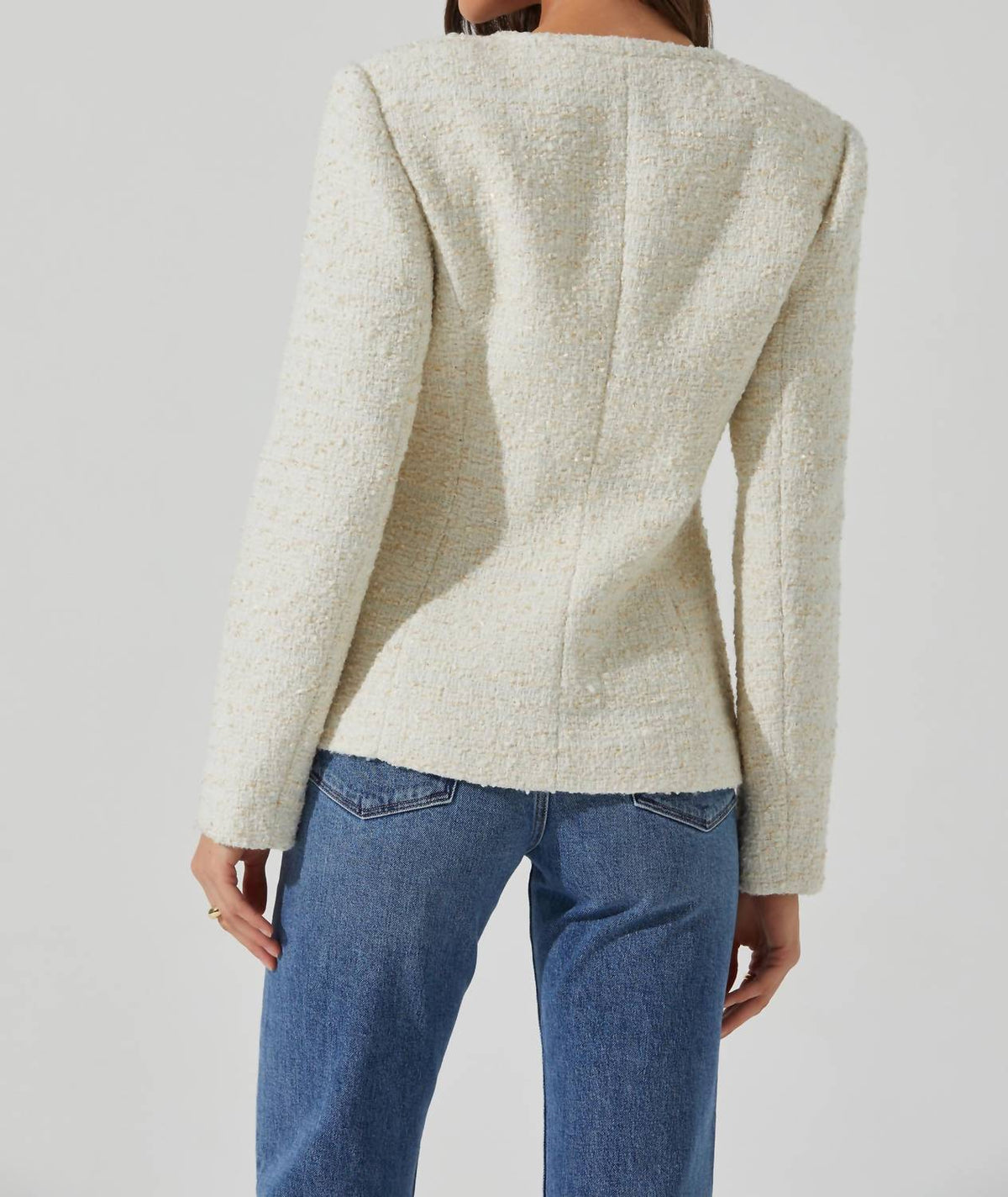 Astr - Sarae Collarless Tweed Jacket