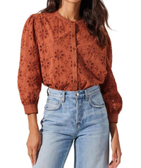 Astr - Savanna Eyelet Button Up Top