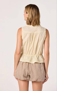 Astr - Shreya Lace Trim Button Front Tank Top