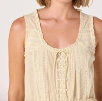Astr - Shreya Lace Trim Button Front Tank Top