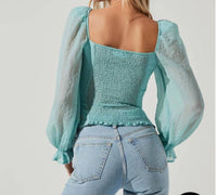 Astr - Tonina Sheer Long Sleeve Top