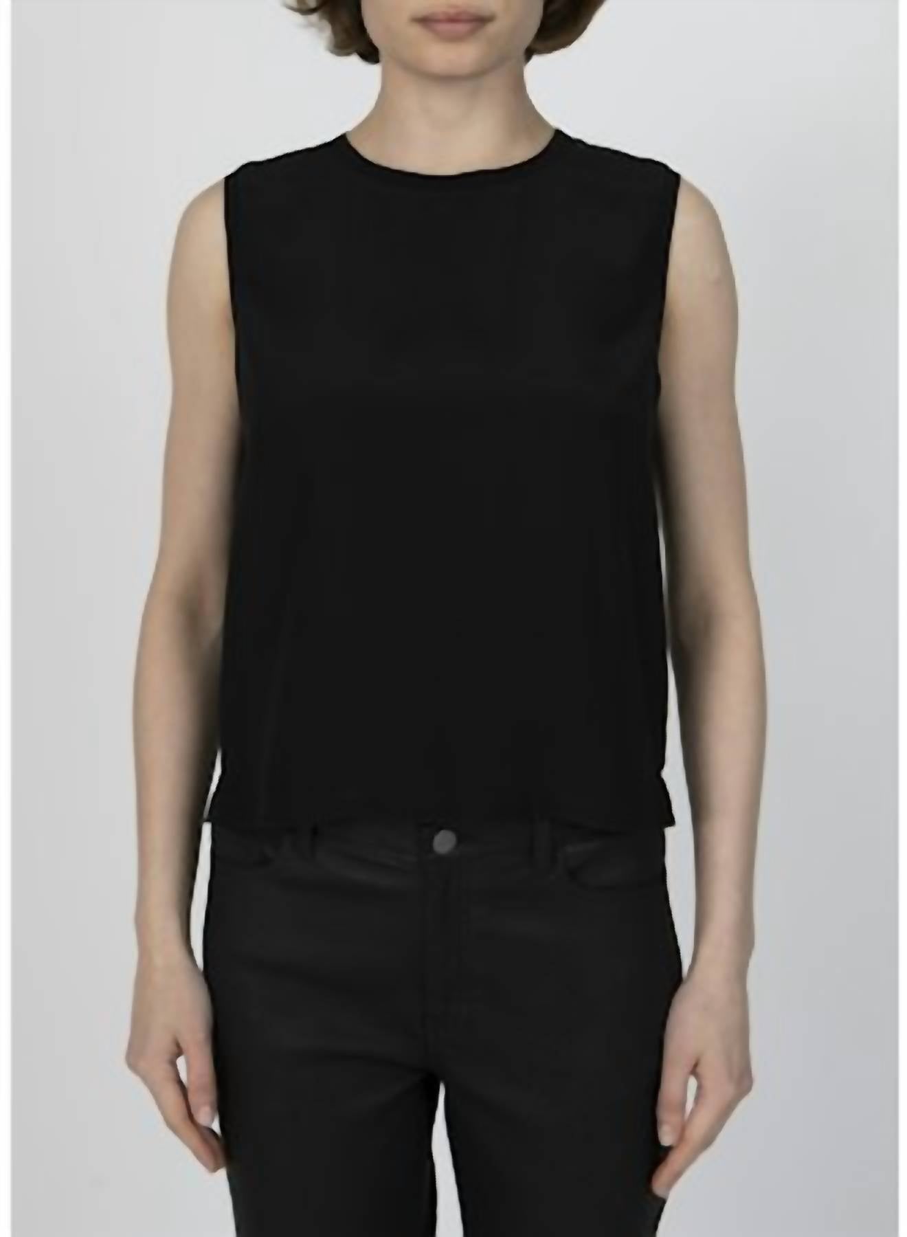 Atm - Silk Crew Neck Muscle Top - black - clothing - cotton