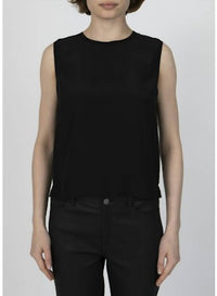 Atm - Silk Crew Neck Muscle Top - black - clothing - cotton