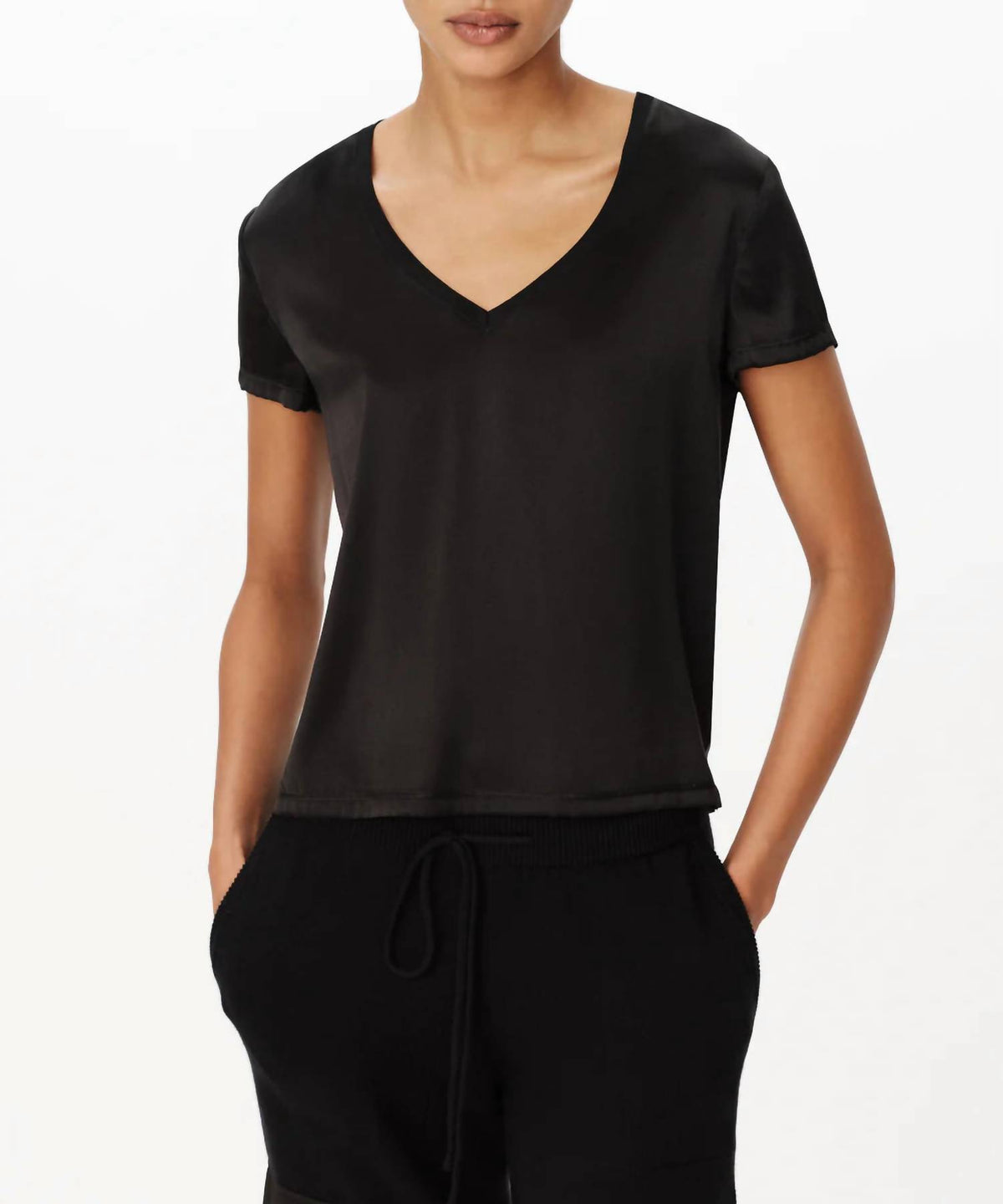 Atm - Stretch Charmeuse V-neck Tee