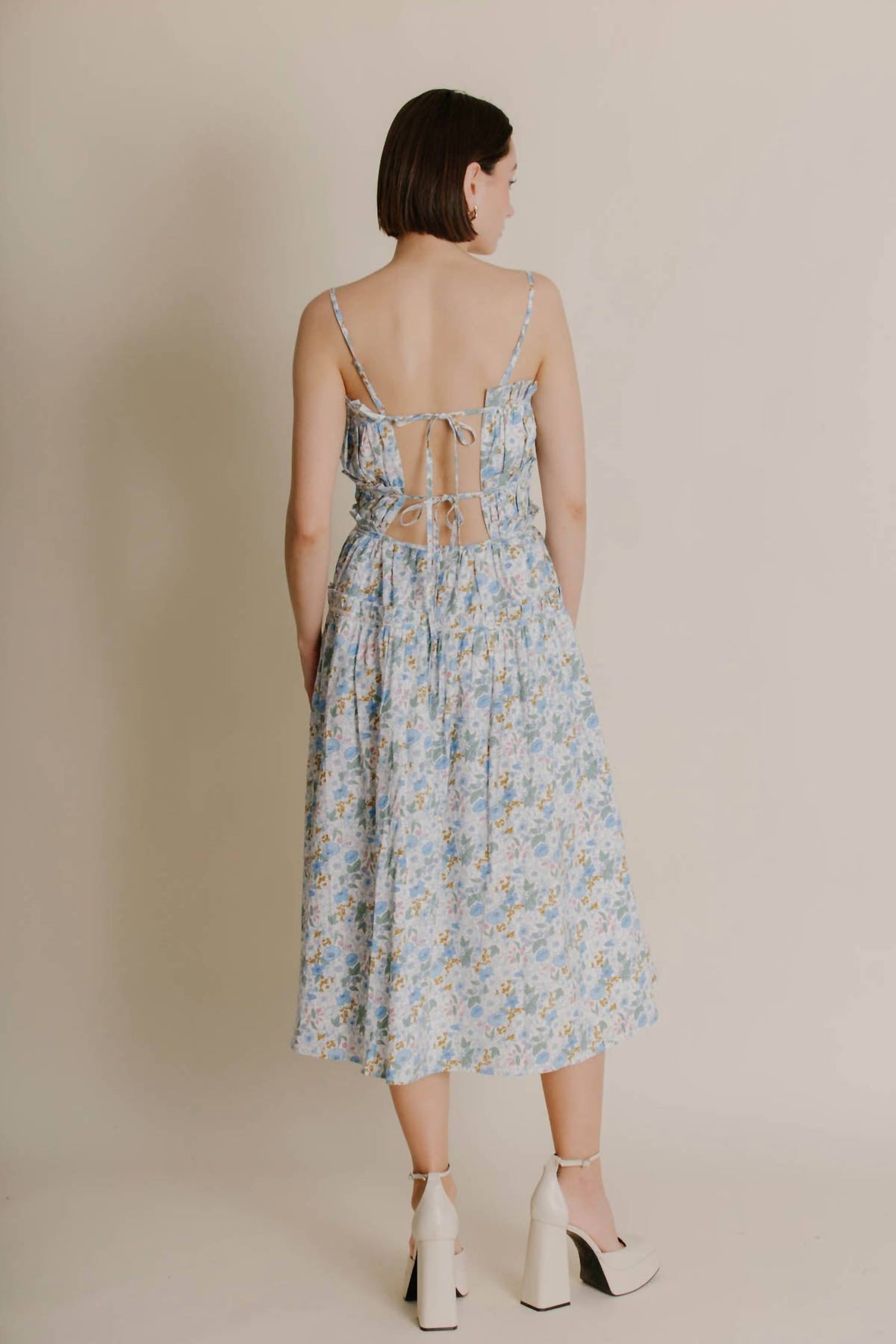 Aureum - Corset Ruffle Midi Dress