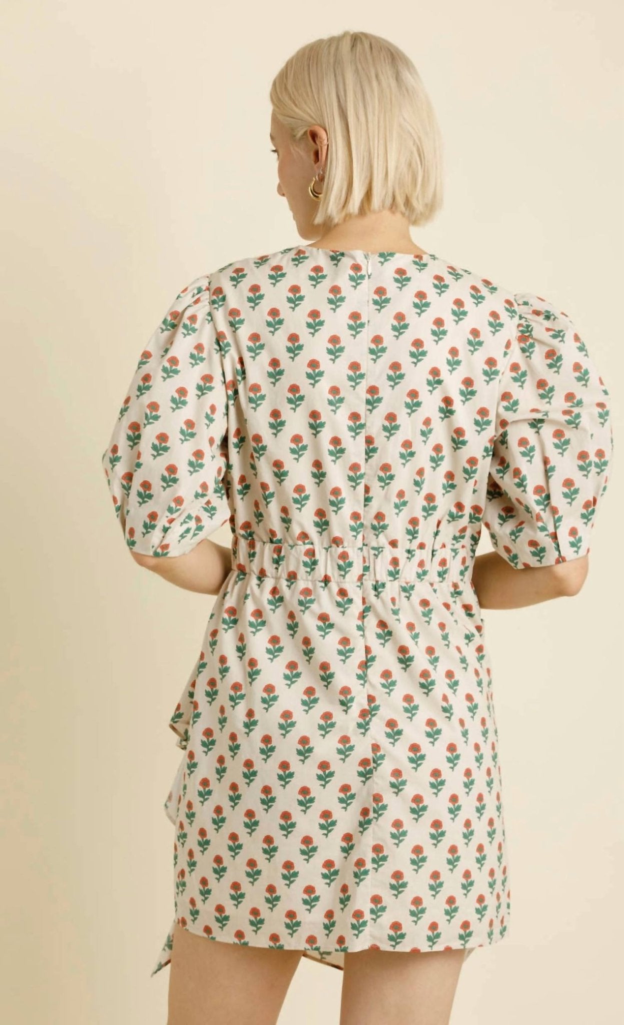 Aureum - Floral Sash Mini Dress - beige - clothing - collection:vacationdresses(Auto)