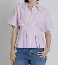 Aureum - Pleated Summer Button Down Shirt