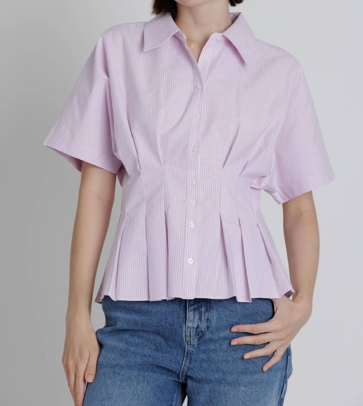 Aureum - Pleated Summer Button Down Shirt