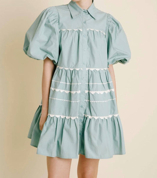 Aureum - Ric Rac Mini Dress - blue - clothing - dresses