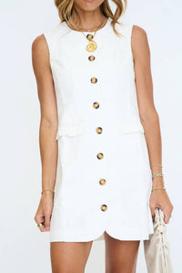 Aureum - Ruffle Pocket Button Down Dress