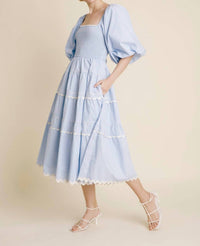 Aureum - Skyline Flair Midi Dress - blue - clothing - dresses