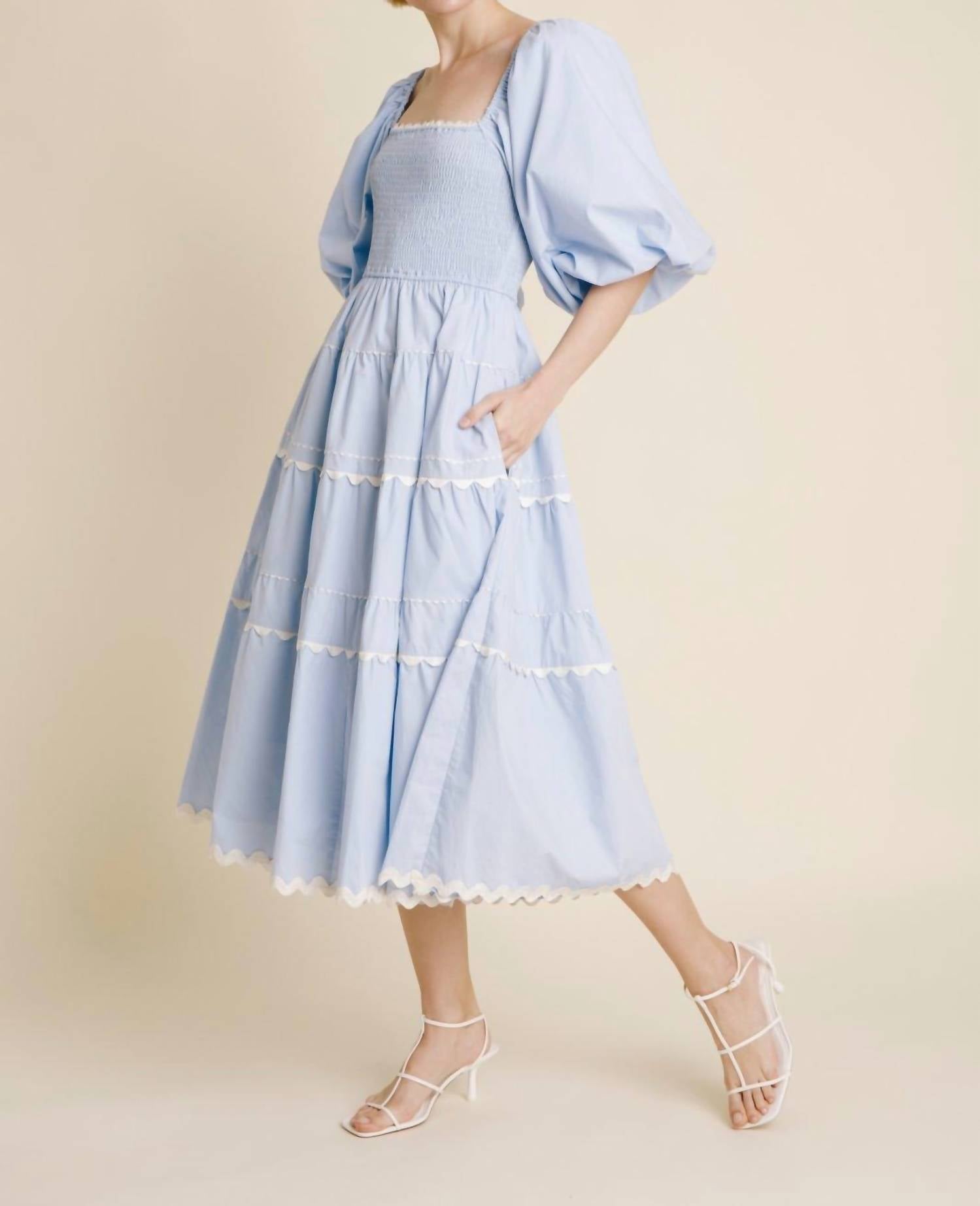 Aureum - Skyline Flair Midi Dress - blue - clothing - dresses