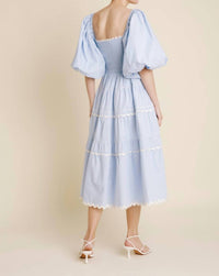 Aureum - Skyline Flair Midi Dress - blue - clothing - dresses