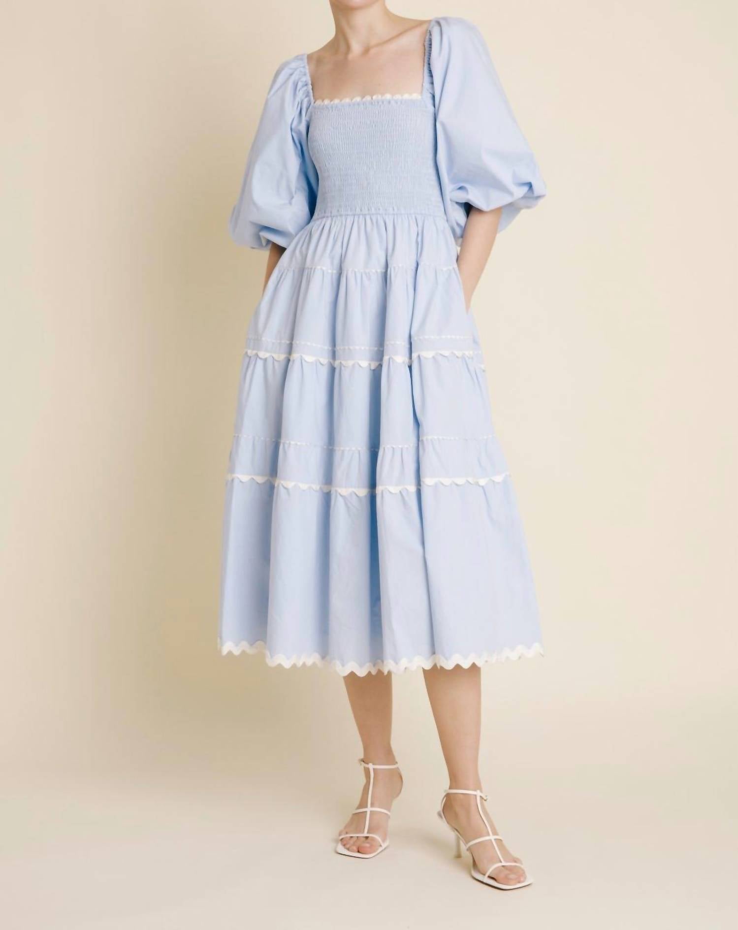 Aureum - Skyline Flair Midi Dress - blue - clothing - dresses