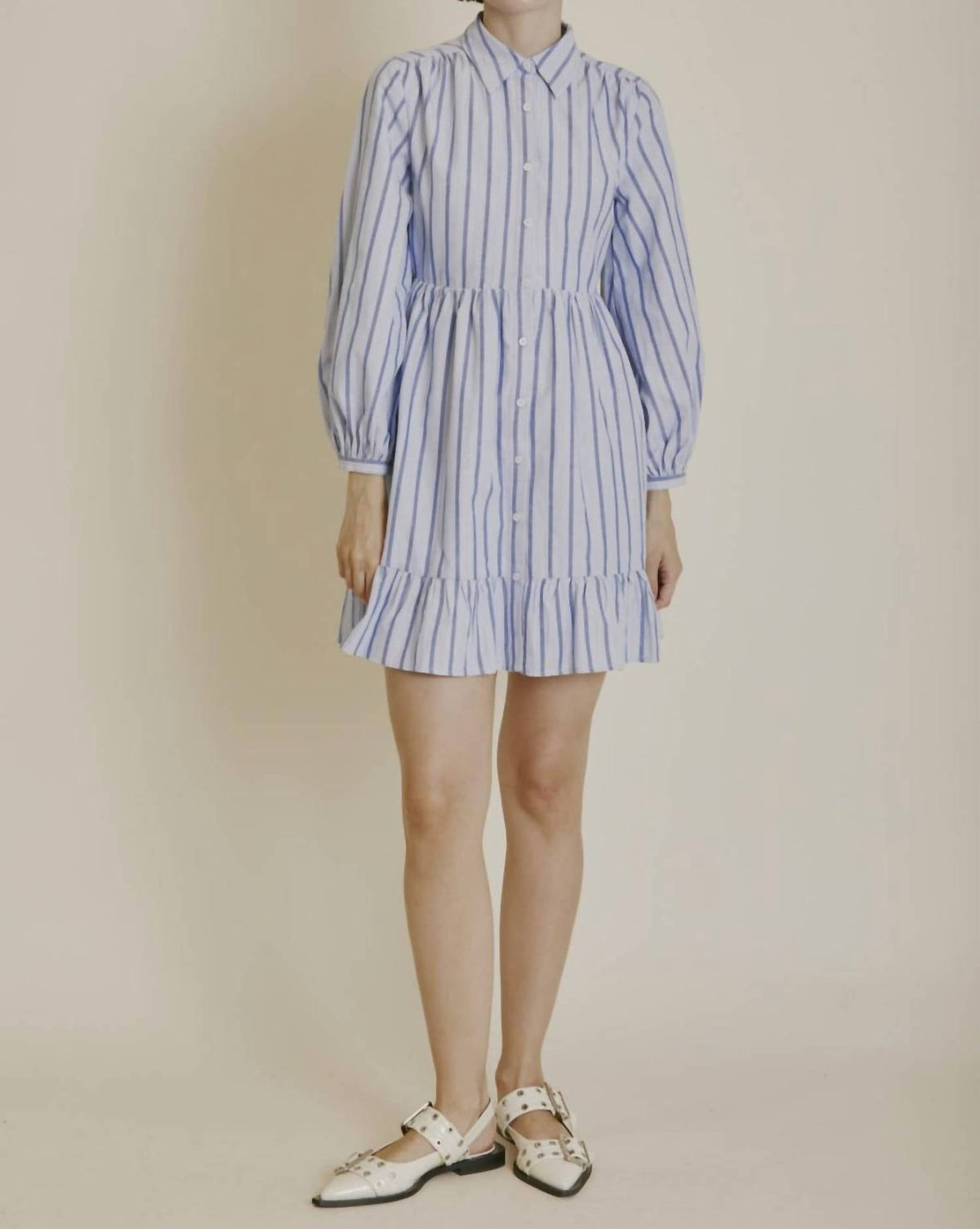 Aureum - Striped Mini Shirt Dress