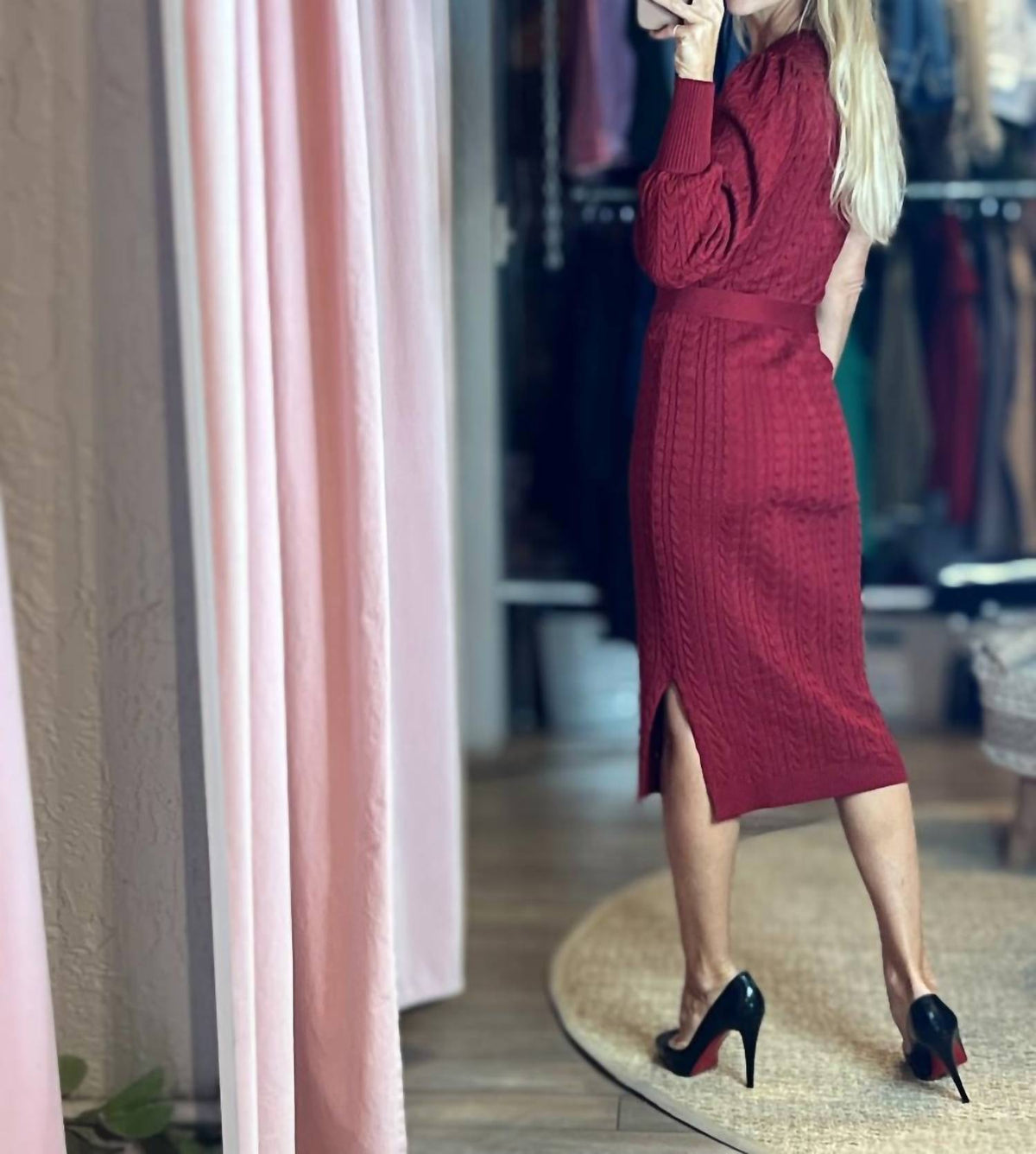 Aurora - Gia One Shoulder Long Sleeve Knit Dress